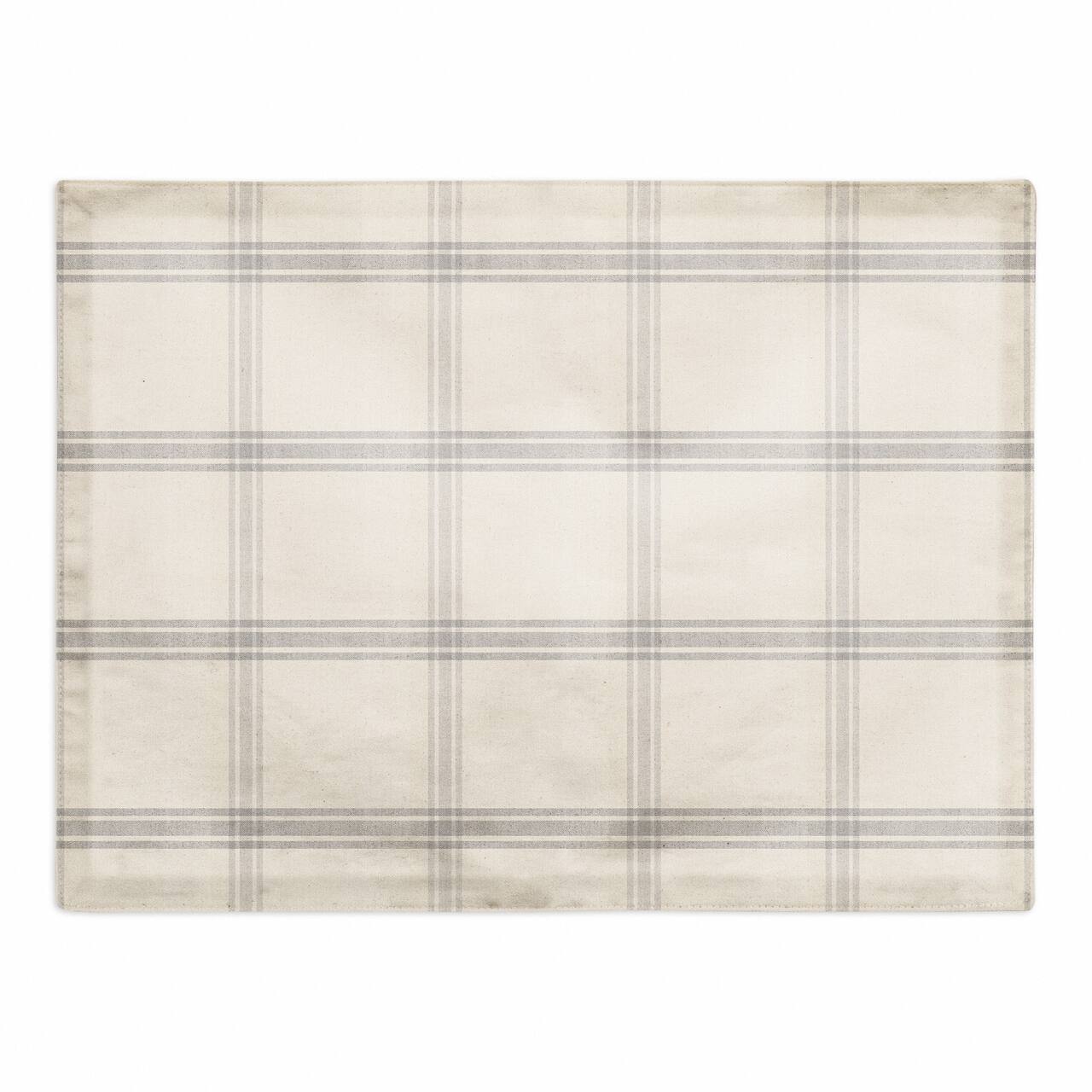 Gray Plaid Linen Polyester Twill Placemat